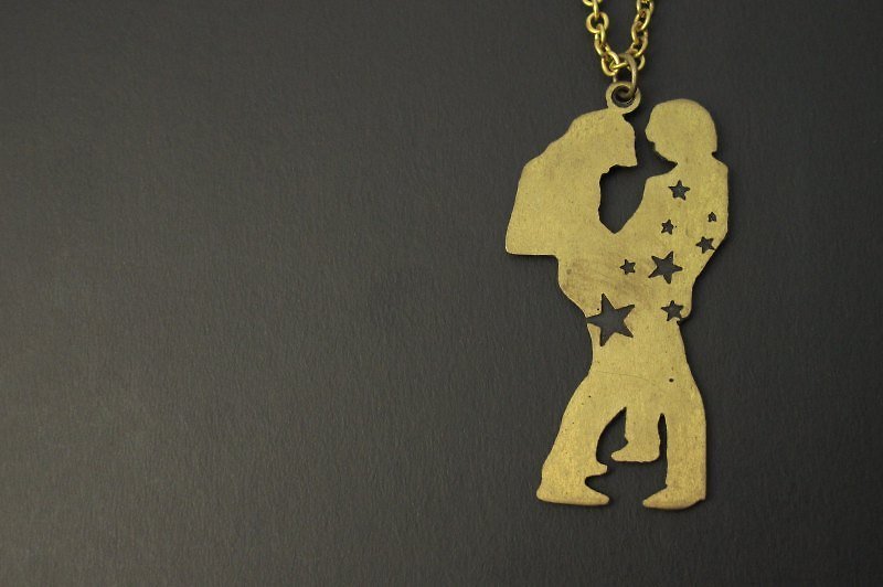 Dancing in the Starlight hand Bronze necklace -ART64 - Necklaces - Other Metals Gold