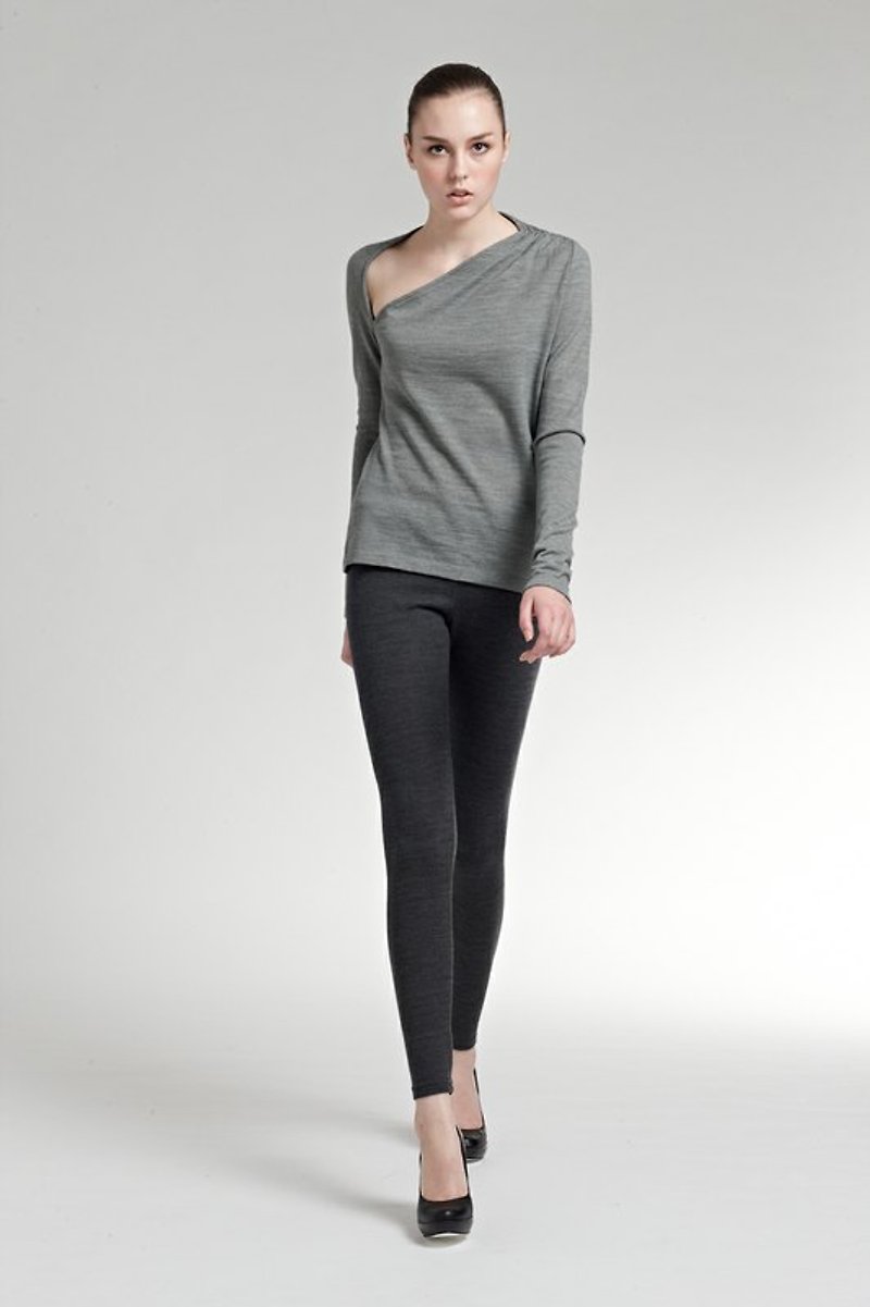 Asymmetrical beveled neckline knit top - Women's Sweaters - Other Materials Black