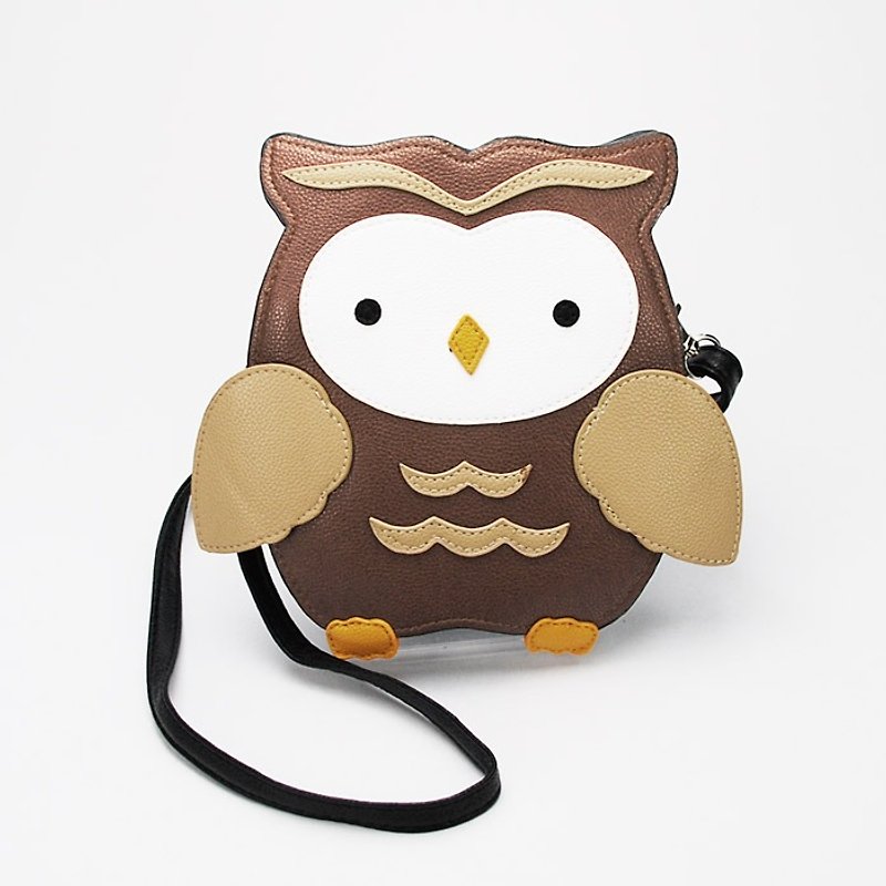 Sleepyville Critters Cool Music Village USA design - Super Meng owl playful animal slung styling package 85136UB - Messenger Bags & Sling Bags - Genuine Leather Brown