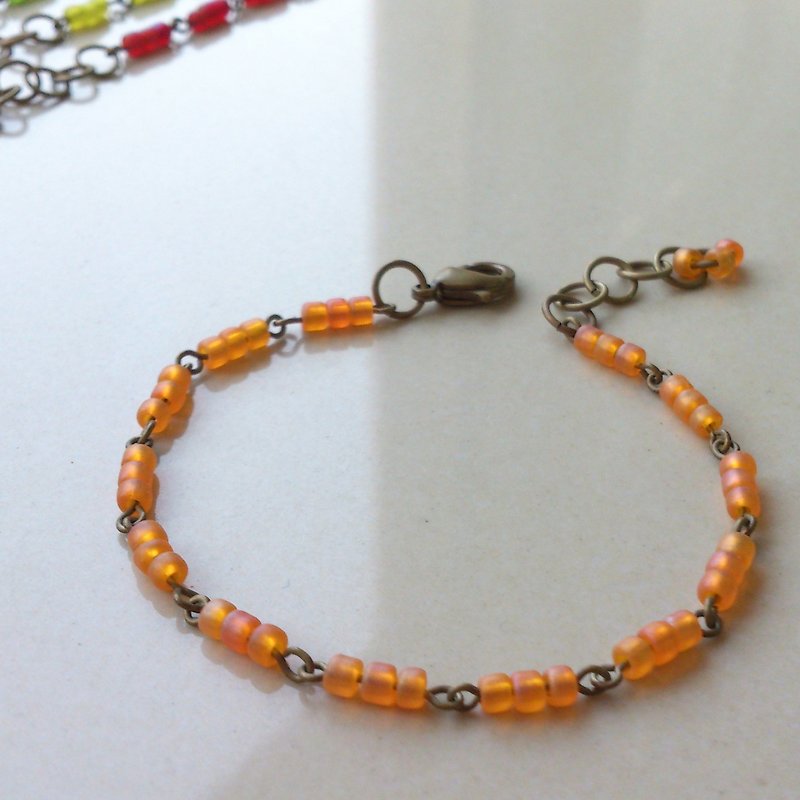 Bronze bead bracelet - Japanese ripe oranges - Bracelets - Other Materials Orange