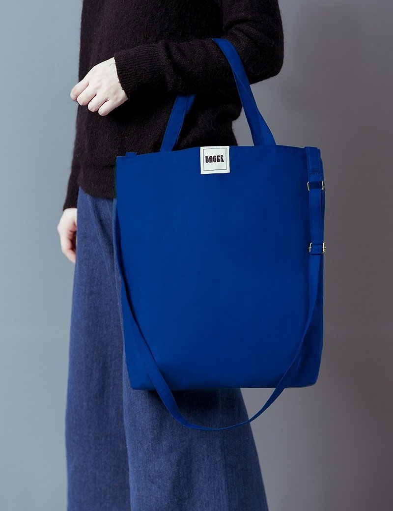 Unprinted plain surface adjustable strap three-way canvas bag / shoulder / portable / cross-body / royal blue - กระเป๋าแมสเซนเจอร์ - วัสดุอื่นๆ 