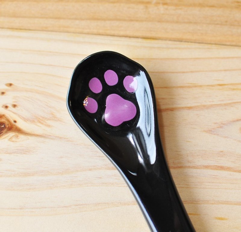 [日本]小さなオブジェクトパーム猫陶器スプーンミートボールのテーブルDecoleシリーズ★ブラックマネー - カトラリー - その他の素材 ブラック