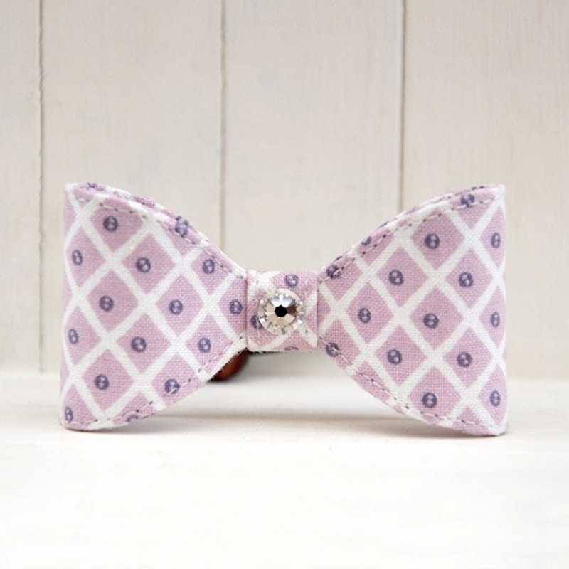 Ting Ting series - purple polka dot gingham bow hair bundle - Hair Accessories - Cotton & Hemp Purple