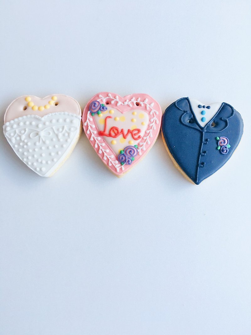 [Warm sun] sweets biscuits ❥ wedding 9999 ❥ pure hand-painted creative design biscuits 3 groups (ring or love the second choice)**Please contact us before ordering** - คุกกี้ - อาหารสด 