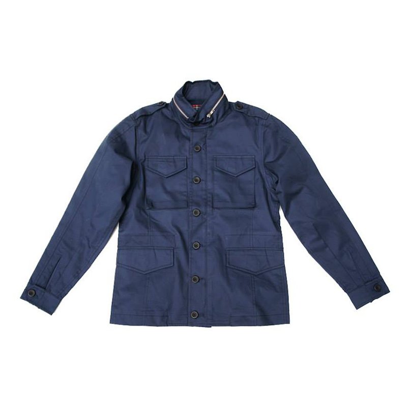 Stone'As M-65 / 藍 外套 夾克 格紋內裡 抽繩腰身 - 男夾克/外套 - 棉．麻 藍色