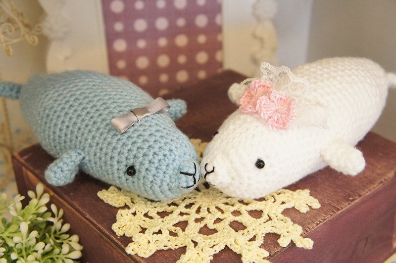 Happy full point knitting wedding doll - sea lions (the wedding arrangements, wedding small objects) - อื่นๆ - วัสดุอื่นๆ 