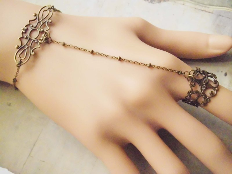 ﹉karbitrary﹉  古典通花系列 戒指+手鋉 - Bracelets - Other Metals Brown