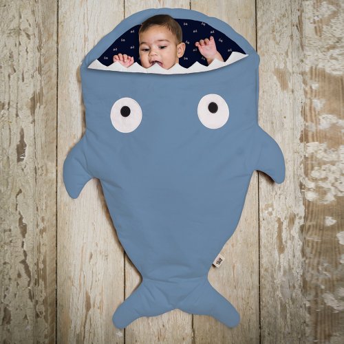 Shark takes a bite BabyBites Cotton Infant and Toddler Multi-functional Sleeping Bag-Dark Gray Blue