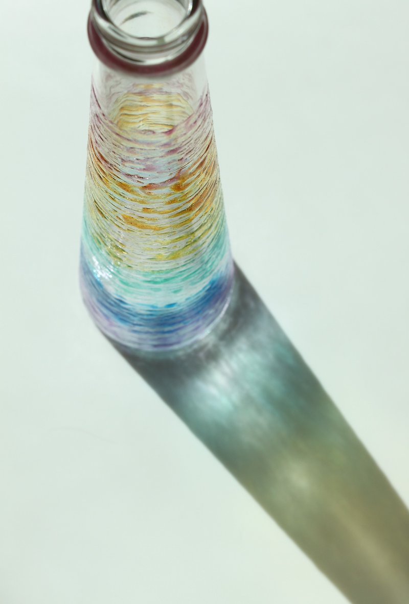 Rainbow Glass Art Flower Vase・Handmade Romantic Girlfriend Gift - Pottery & Ceramics - Glass Multicolor