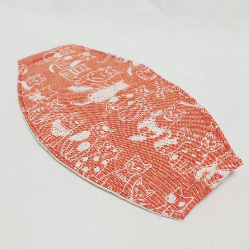 ::瀏海樹:: 冬季鋪棉口罩＿橘粉貓咪 - 口罩/口罩收納套 - 其他材質 橘色