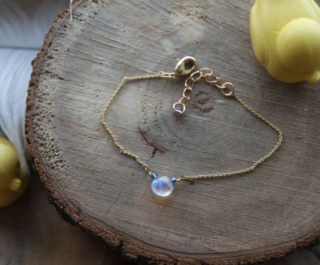 Lotus Flower Bracelet * Labradorite and Moonstone * Gold Plated