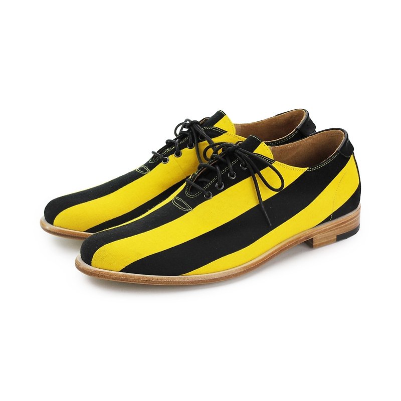 Derby shoes Tweedledee M1088B YellowStripe - รองเท้าอ็อกฟอร์ดผู้ชาย - ผ้าฝ้าย/ผ้าลินิน สีเหลือง