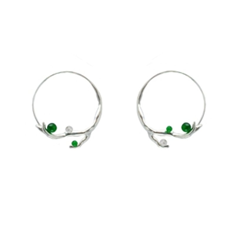 Silver earrings circle buds CERCLE LAURIER - ต่างหู - เครื่องเพชรพลอย สีเงิน