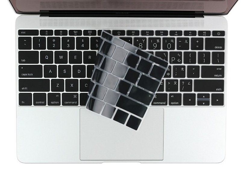BEFINE New Macbook 12-inch Chinese keyboard protective film with white characters on black background - Tablet & Laptop Cases - Other Materials Black