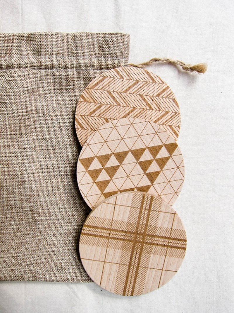 Chainloop X TAB Top Beech Geometry Coaster Home Furnishing Healing Things Wood Products - Coasters - Wood Brown