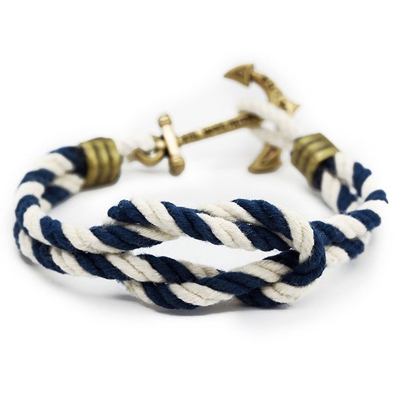 Handmade ACK Latitude bracelet by Kiel James Patrick in New England, USA - สร้อยข้อมือ - ผ้าฝ้าย/ผ้าลินิน สีน้ำเงิน