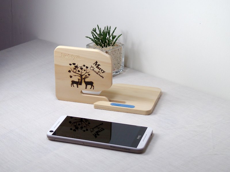 Christmas Christmas Exchange Gift Wooden Cute Elk Silicone Anti-slip Phone Holder - Phone Stands & Dust Plugs - Wood Brown