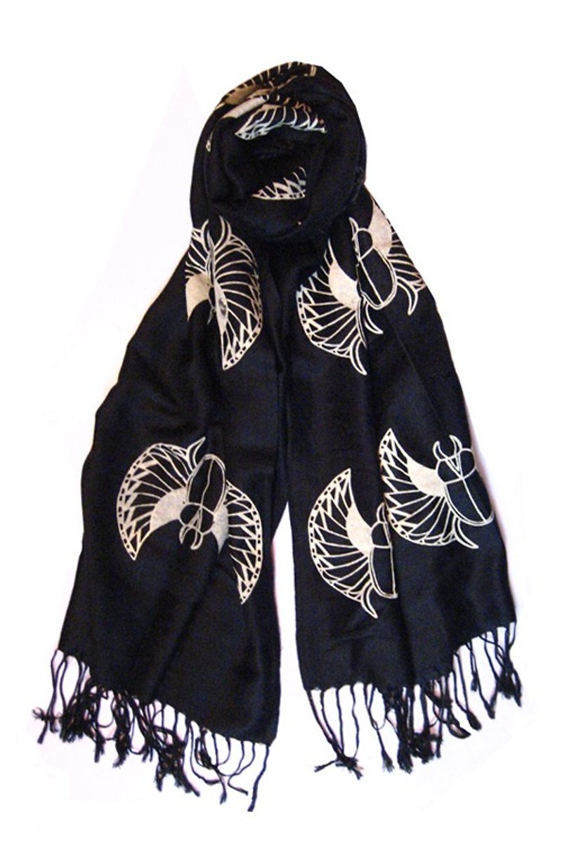 暗夜聖甲蟲圍巾 - 絲巾 - 其他材質 黑色