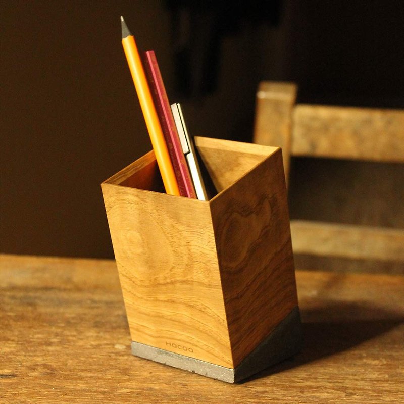 Chestnut Cast Iron Pen Holder - Pen & Pencil Holders - Wood Brown