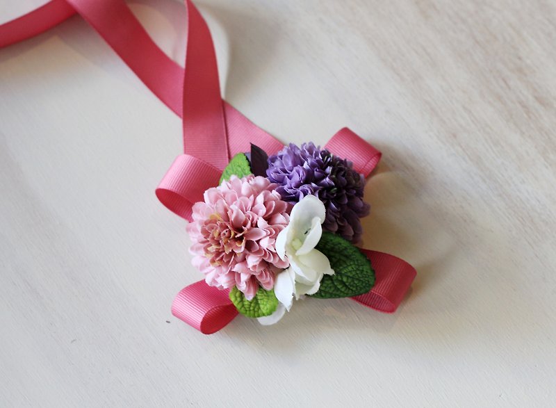 Wrist Flower [Simulation Flower Series] Cute Ball Chrysanthemum (Purple) - Bracelets - Other Materials Purple