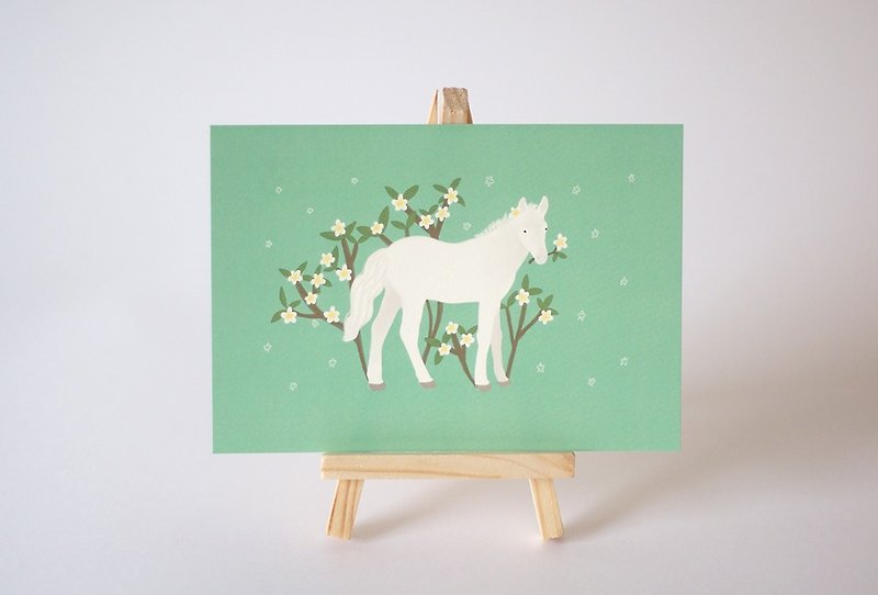 [Horned forest] little ball of fur Plumeria White Horse postcard (single) - การ์ด/โปสการ์ด - กระดาษ 