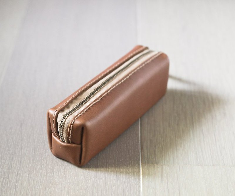 Brown Classy Leather Pencil Case/Pen Pouch - Pencil Cases - Genuine Leather Brown