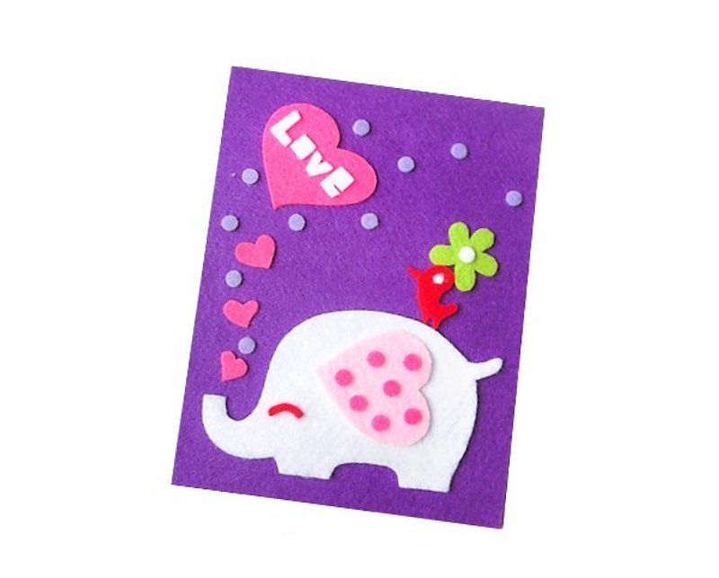 Handmade non-woven card _ love heart - การ์ด/โปสการ์ด - วัสดุอื่นๆ สีม่วง