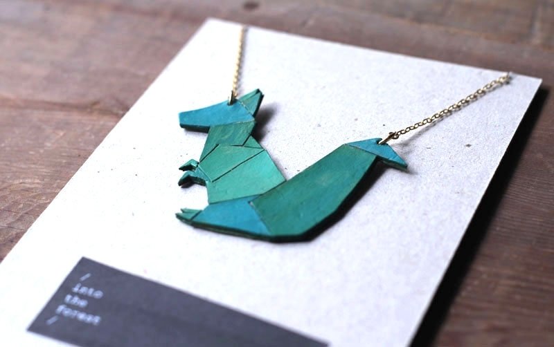 森林好朋友☼牛皮2D項鍊 - Necklaces - Genuine Leather Green