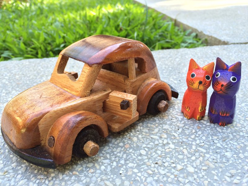 [Wood Deco] handmade wooden Cabriolet / classic car office treatment was smaller home decoration - ของวางตกแต่ง - ไม้ สีนำ้ตาล