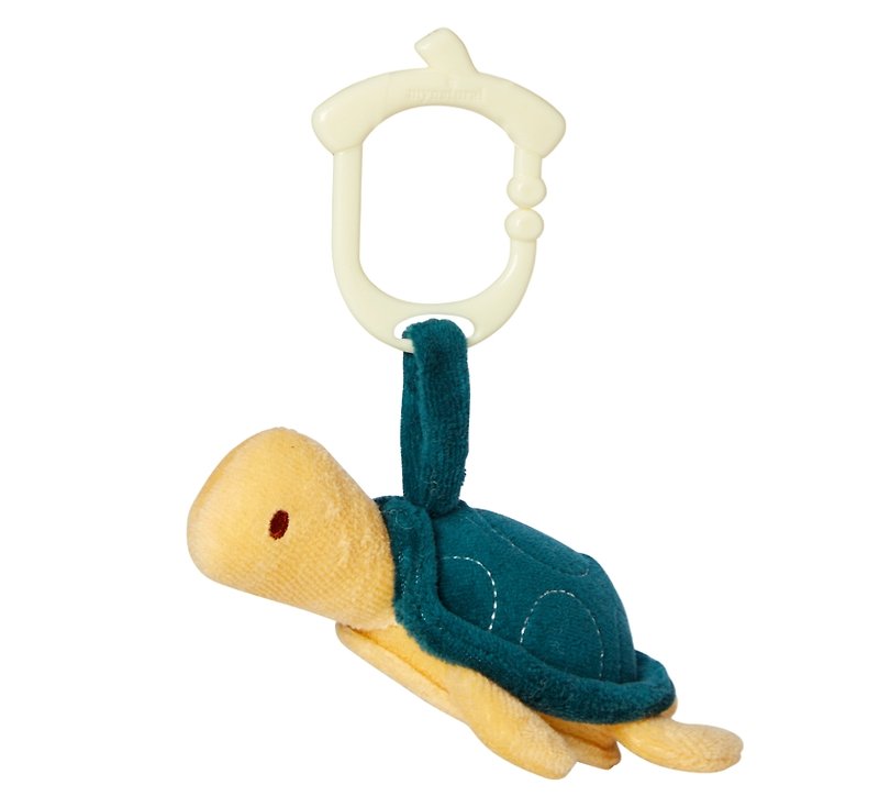 美國MyNatural Clip n Go吊掛隨行玩偶-Turtle烏龜 - 嬰幼兒玩具/毛公仔 - 棉．麻 綠色