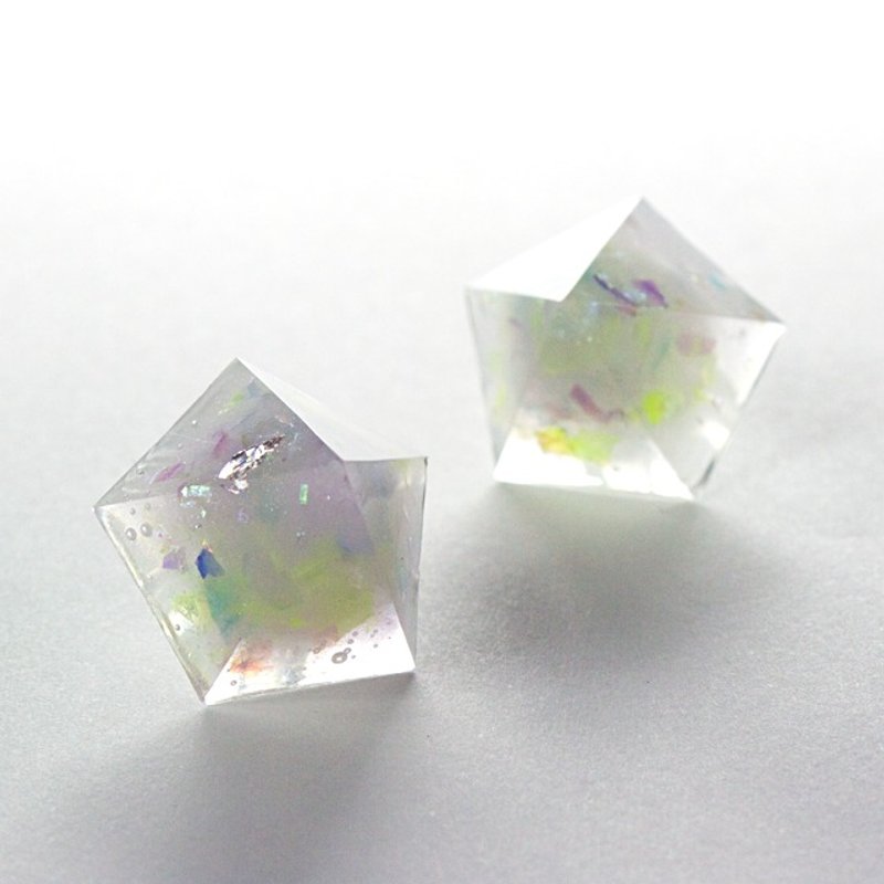 Pentagon earrings (ice-flower) - Earrings & Clip-ons - Other Materials Multicolor