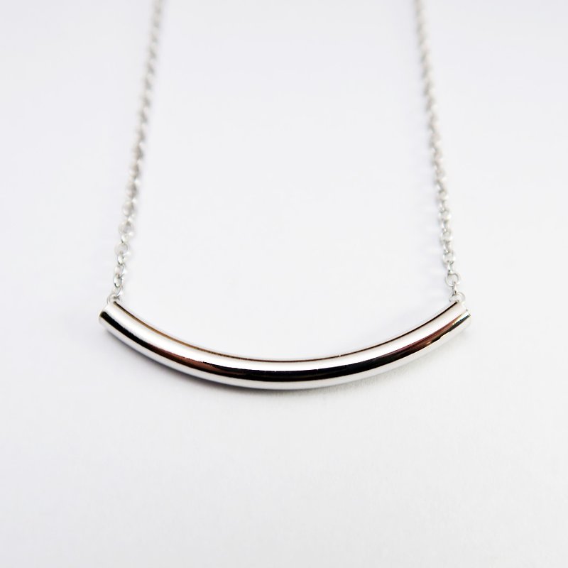 [Yancheng Gold Workshop] smile small tube necklace. 925 Silver - สร้อยคอ - โลหะ สีเทา