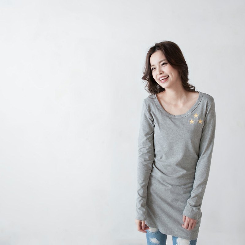 SU:MI said Samsung Admiral Electric Long Shirt _3AF002_ Gray - Women's T-Shirts - Cotton & Hemp 