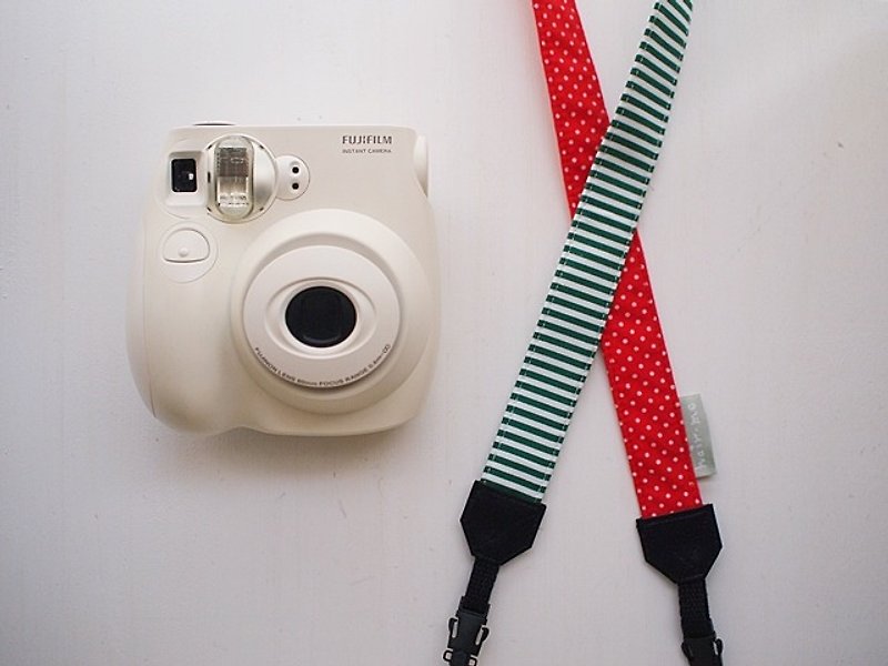 hairmo. Stripe dot stitching dual-back camera with leather quick release group-F green strip + red dot (small hole) - Cameras - Other Materials Red