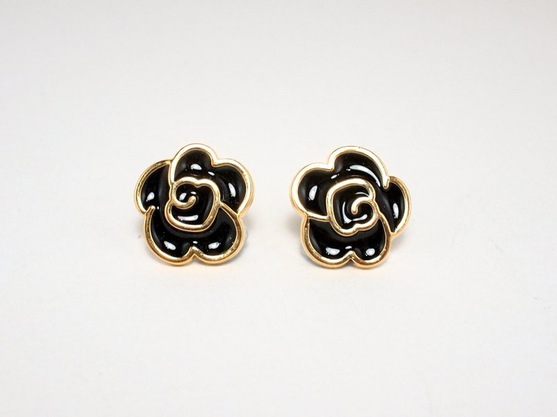 [Circle dot] peony memories - ต่างหู - พลาสติก สีดำ