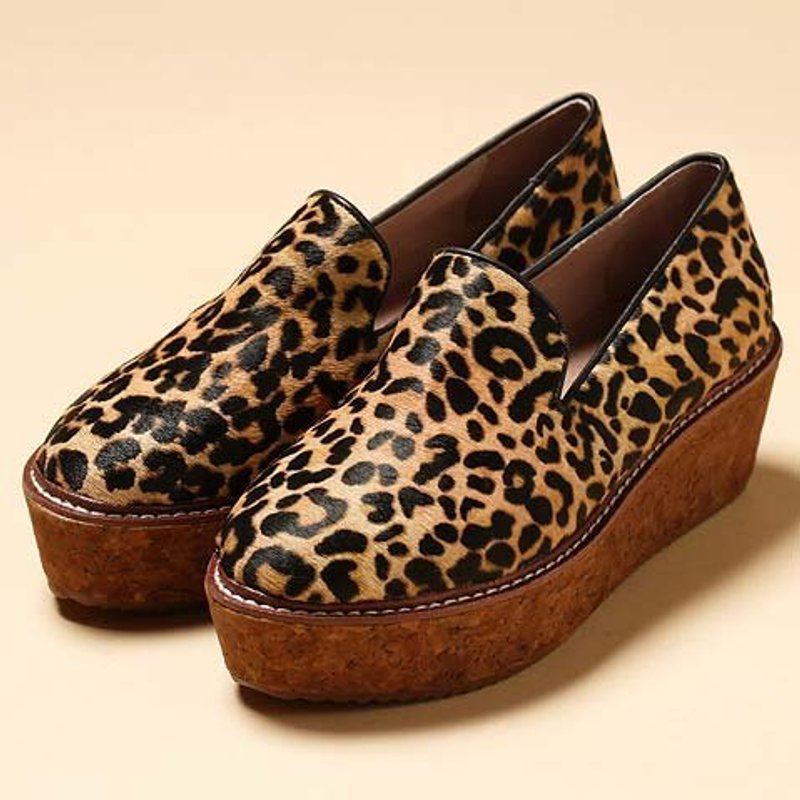 《單一特惠$2000》e’cho．狂野個性淺口厚底便鞋║Ec08狂野豹紋 - 女款休閒鞋 - 真皮 多色