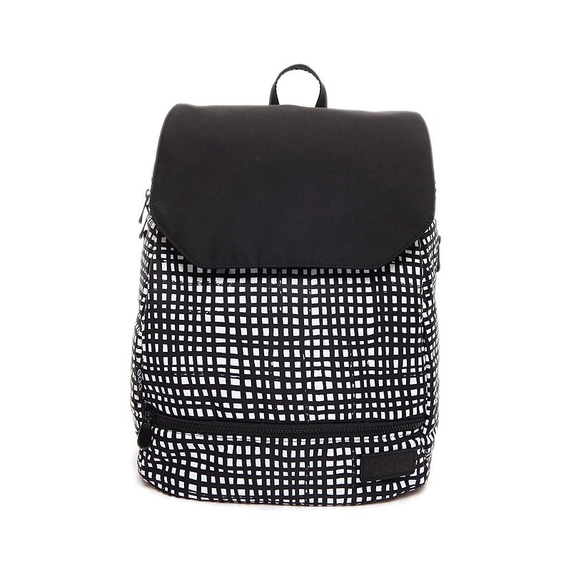 中立のバックパックのお父さんのお母さんのバッグコンピュータバッグ黒と白のファッションバッグ幾何学的な楽しいスペル格子 - リュックサック - 防水素材 ホワイト