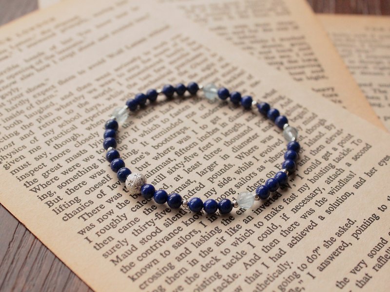 Journal lapis lazuli crown / lapis lazuli, topaz sterling silver bracelet bracelet - สร้อยข้อมือ - เครื่องเพชรพลอย สีน้ำเงิน