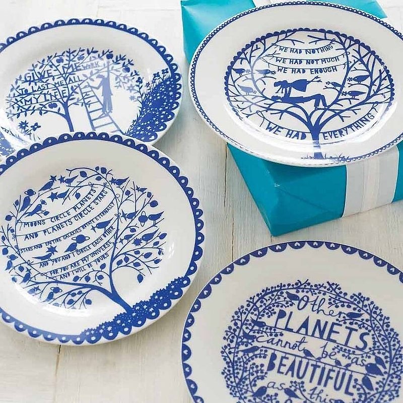 Rob Ryan SUSS- British paper-cut series of classic Four Seasons plate _ for the house / wedding / festival gift - out of print defects Deals - Small Plates & Saucers - Other Materials Blue