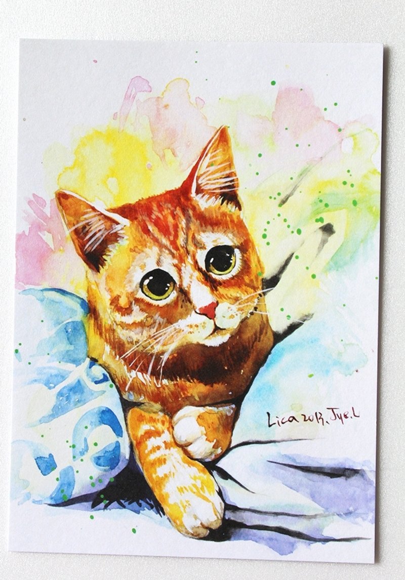 [Miaoxinpian] Watercolor hand-painted cat-Lika Cat (leaflet purchase area) - Cards & Postcards - Paper Orange