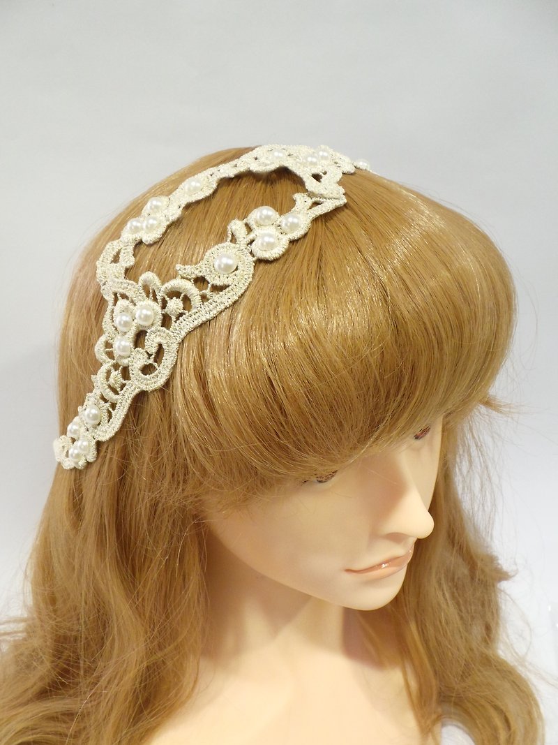 Classical palace style embroidery lace ribbon (classical gold) -Lisa-Snail Design - Hair Accessories - Other Materials Gold