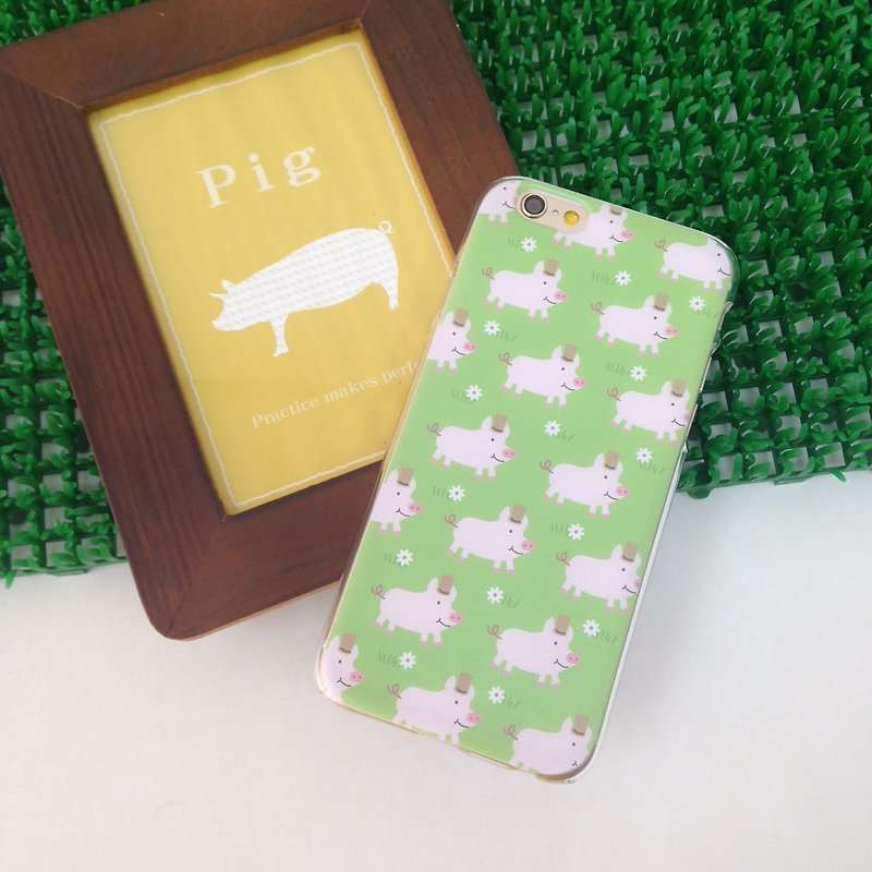 Cute Pig Pattern Print Soft / Hard Case for iPhone X,  iPhone 8,  iPhone 8 Plus,  iPhone 7,  iPhone 7 Plus iPhone 6/6s,  iPhone 6/6s Plus,  iPhone 5/5S, iPhone 4/4S, Samsung Galaxy Note 4 Note 3, S5, S4, S3 - เคส/ซองมือถือ - พลาสติก สีเขียว