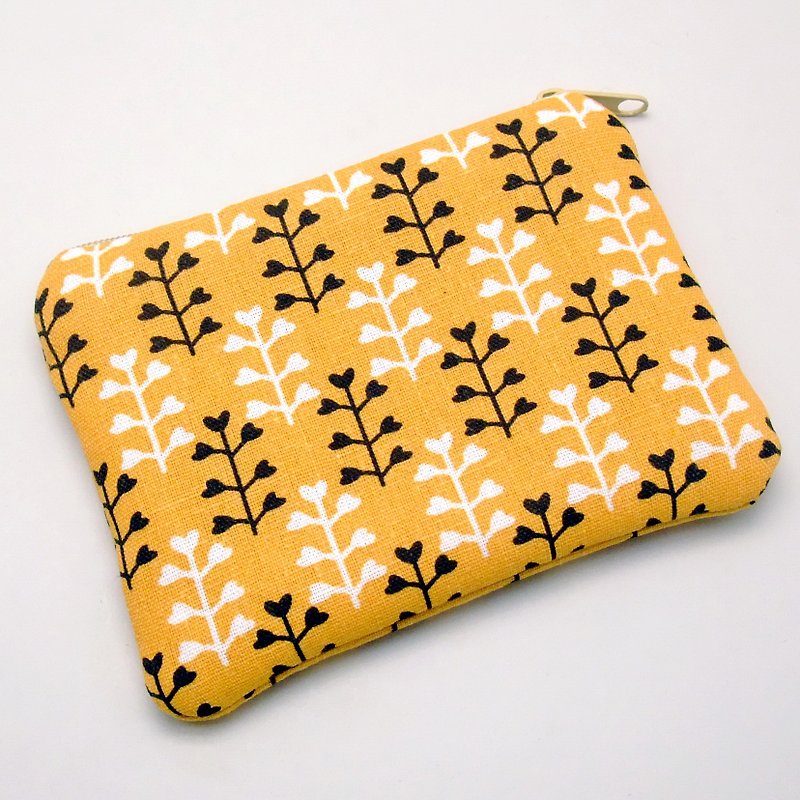 Zipper pouch / coin purse (padded) (ZS-139) - กระเป๋าใส่เหรียญ - ผ้าฝ้าย/ผ้าลินิน สีส้ม