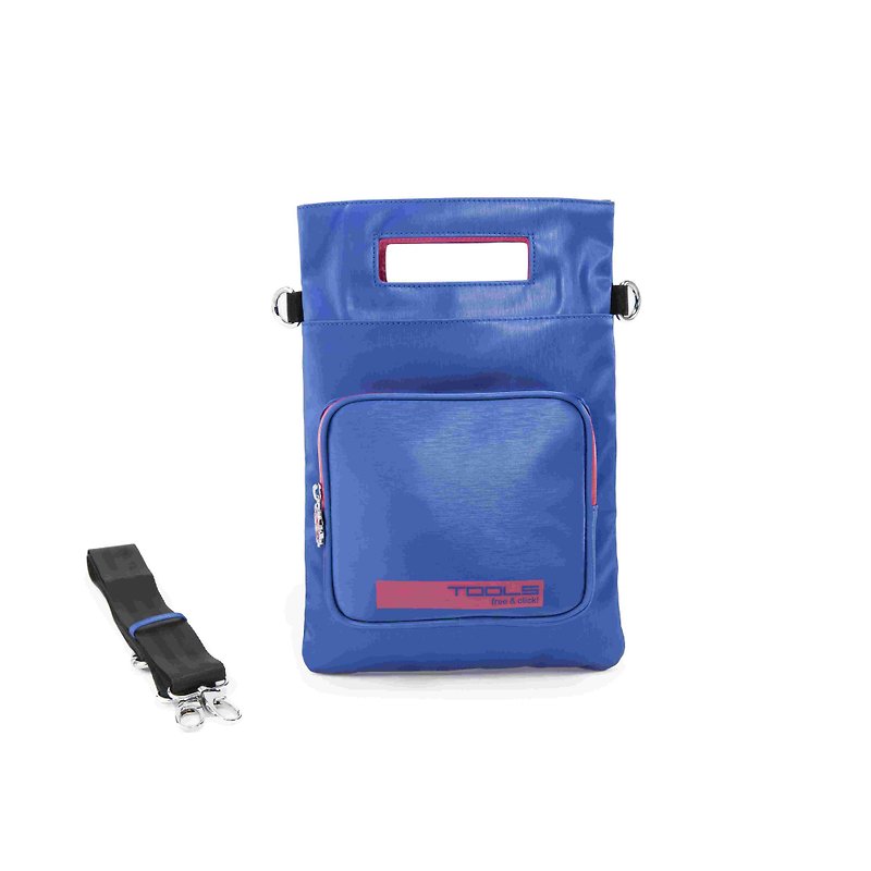 Tools flat bag:: water repellent:: hairline:: fashion #蓝桃红 - กระเป๋าแมสเซนเจอร์ - วัสดุกันนำ้ สีน้ำเงิน