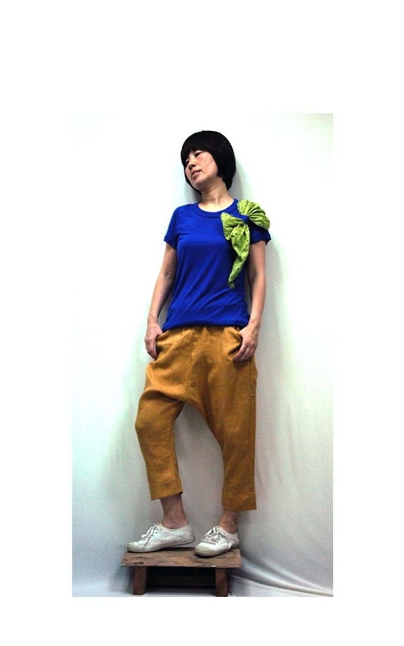 g5219 --- 低檔七分麻褲 ( 2014春夏 ) - 女長褲 - 其他材質 橘色