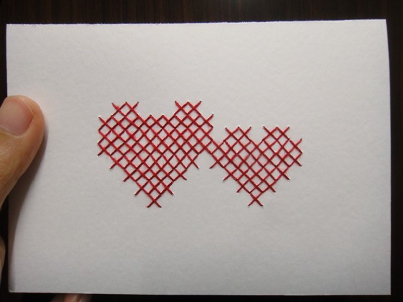 Soulmate embroidery card - การ์ด/โปสการ์ด - งานปัก สีแดง