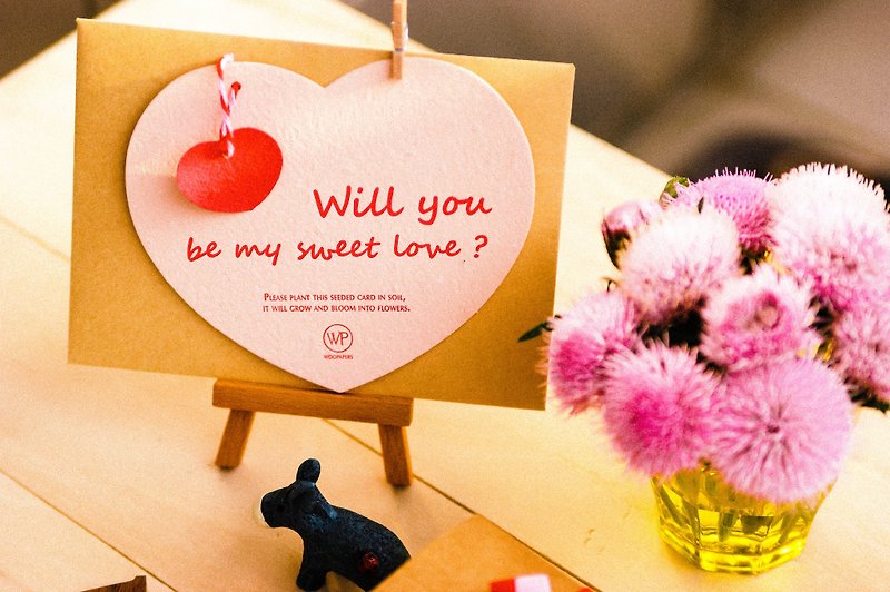 バレンタインデーのハート型シードカード-あなたは私の甘い愛になりますか？ - カード・はがき - 紙 ピンク