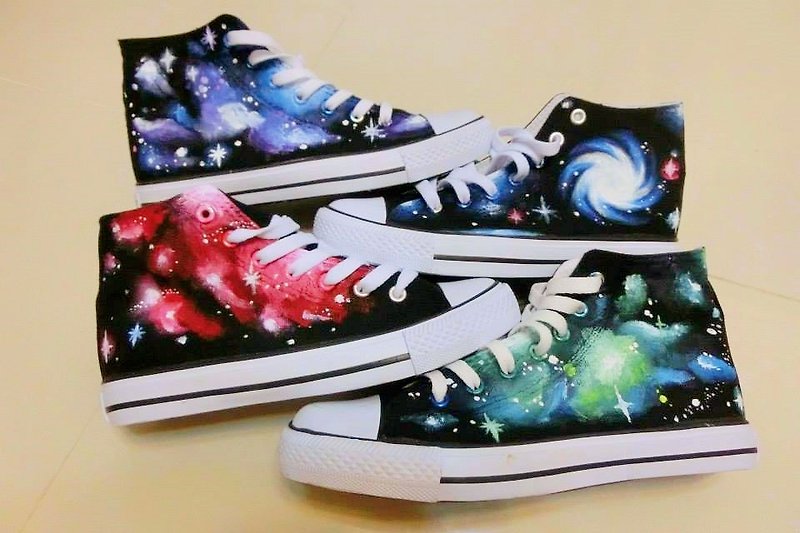 god leading hand-made - [manual] pure hand-painted shoes, hand wa monochrome scanning Star Universe ki ma si Draws casual shoes use in Taiwan Fu MIT licensing - Men's Casual Shoes - Other Materials Blue