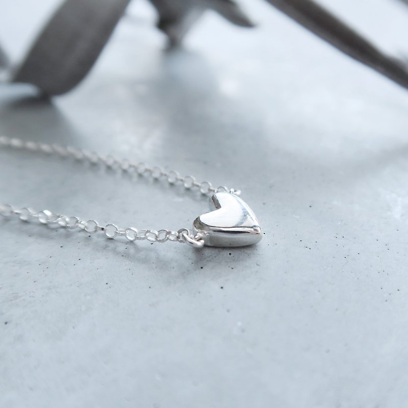 925 sterling silver mini love necklace clavicle chain long chain short chain free gift packaging - สร้อยคอ - เงินแท้ สีเทา