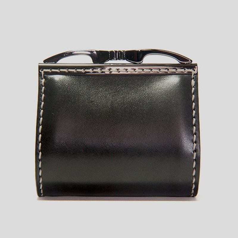 19.05 design X Charlie {Anmu} nostalgic coin purse - Coin Purses - Genuine Leather Black